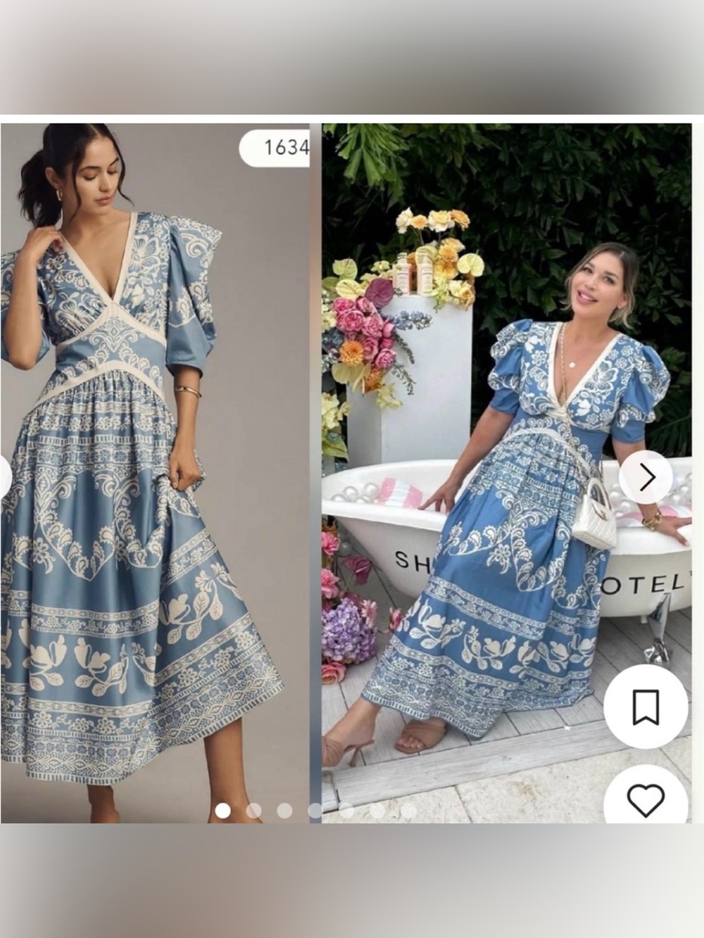 Anthropologie Farm Rio x Anthropologie Printed V-Neck Puff-Sleeve Maxi Dress